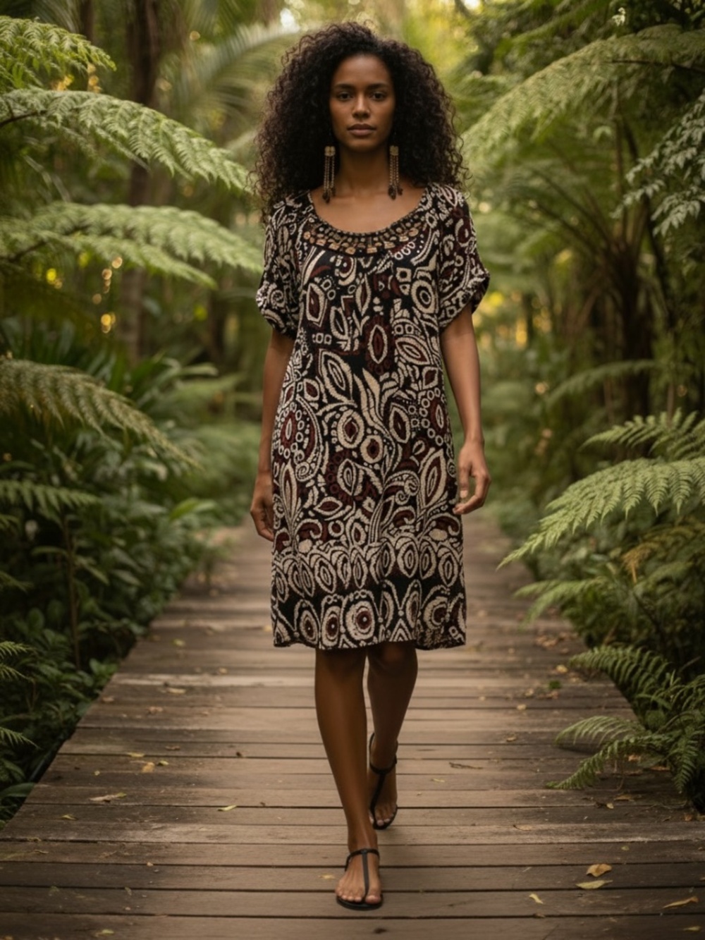 ⭐️Jessica embellished short-sleeve dress in earth tones - size 6